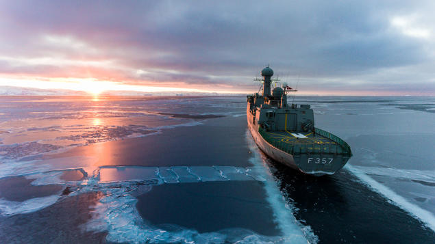 Danish Thetis-class vessel in Greenland. Thetis-class vessels are used for asserting sovereignty, supporting civil authorities, as well as carrying out fisheries inspections and search and rescue operations. Photo courtesy Brian Djurslev.