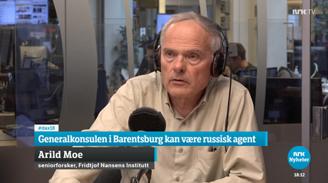 Arild Moe i studio hos Dagsnytt Atten. Faksimile NRK